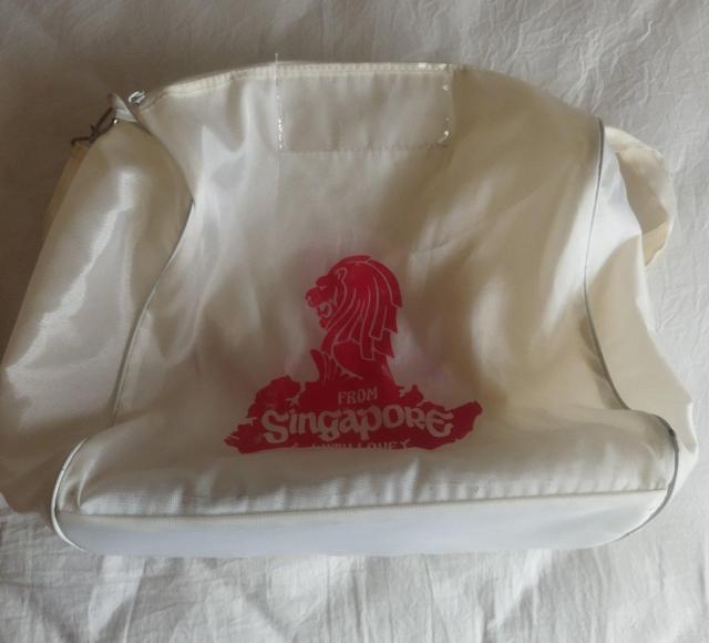 シンガポール マーライオン 白 ナイロン フライトバッグ 自立する 中古 < 男性ファッション  シンガポール マーライオン 白 ナイロン フライトバッグ 自立する 中古 < 男性ファッションの