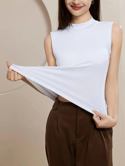 爆ヤス価格1090円★レディース ハイネック タンクトップ ブラインブラウ付き、外出に適しています 日本サイズL 白 < 女性ファッション  爆ヤス価格1090円★レディース ハイネック タンクトップ ブラインブラウ付き、外出に適しています 日本サイズL 白 < 女性ファッションの