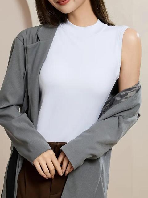 爆ヤス価格1090円★レディース ハイネック タンクトップ ブラインブラウ付き、外出に適しています 日本サイズL 白 < 女性ファッション  爆ヤス価格1090円★レディース ハイネック タンクトップ ブラインブラウ付き、外出に適しています 日本サイズL 白 < 女性ファッションの