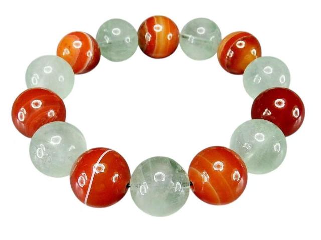 一点物サードオニキスフローライト約16mm大玉天然石数珠ブレスレット < 女性アクセサリー/時計  一点物サードオニキスフローライト約16mm大玉天然石数珠ブレスレット  < 女性アクセサリー/時計の