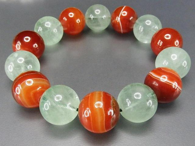 一点物サードオニキスフローライト約16mm大玉天然石数珠ブレスレット < 女性アクセサリー/時計  一点物サードオニキスフローライト約16mm大玉天然石数珠ブレスレット < 女性アクセサリー/時計の