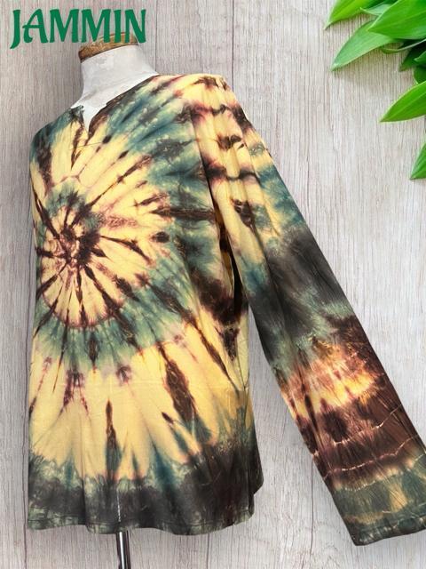 ぐるぐるタイダイクルタ 長袖 アジアン エスニック ヒッピー アフリカン サイケ < 男性ファッション ぐるぐるタイダイクルタ 長袖 アジアン エスニック ヒッピー アフリカン サイケ < 男性ファッションの