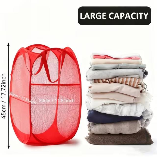 爆ヤス価格価格490円★ポップアップメッシュ洗濯かご エルゴノミックハンドル付き - 折りたたみストレージバスケット 赤 < インテリア/ライフ 爆ヤス価格価格490円★ポップアップメッシュ洗濯かご エルゴノミックハンドル付き - 折りたたみストレージバスケット 赤 < インテリア/ライフの