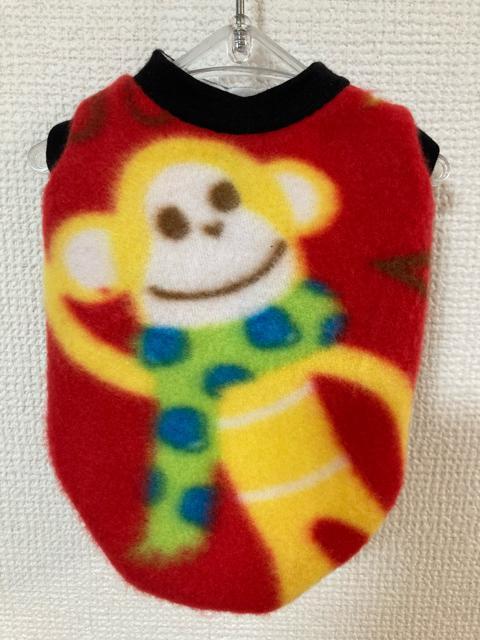 SALE★SS★ハンドメイド サル シャツ 赤 ボーダー フリース 犬服★ < ペット/手芸/園芸  SALE★SS★ハンドメイド サル シャツ 赤 ボーダー フリース 犬服★  < ペット/手芸/園芸の