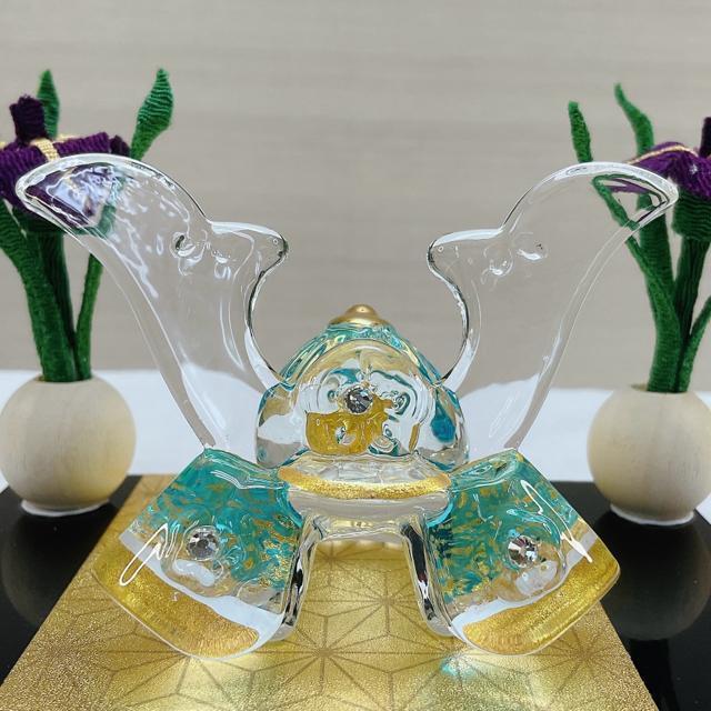 五月飾り【ガラス製兜&花菖蒲】端午 青 五月人形 5月玄関飾り 端午ディスプレイ 子どもの日 クリスタル兜 新品未使用品 < インテリア/ライフ  五月飾り【ガラス製兜&花菖蒲】端午 青 五月人形 5月玄関飾り 端午ディスプレイ 子どもの日 クリスタル兜 新品未使用品 < インテリア/ライフの