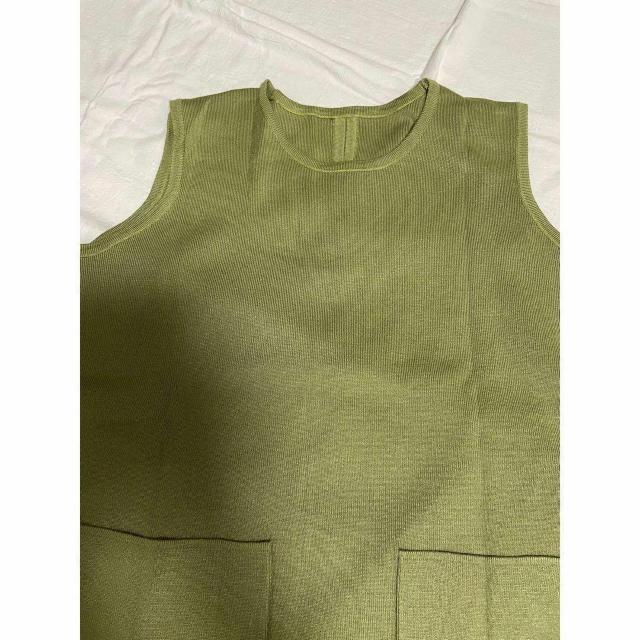 ★お値下げ中★ カーキ ノースリーブ 厚手 ニット ワンピース ポケット付き < 女性ファッション  ★お値下げ中★ カーキ ノースリーブ 厚手 ニット ワンピース ポケット付き < 女性ファッションの