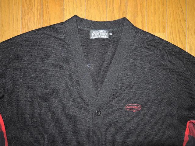 HYSTERIC GLAMOUR ヒステリックグラマー HYSTERIC!刺繍 カーディガン XL 黒 ブロックチェック切替ニット < ブランド HYSTERIC GLAMOUR ヒステリックグラマー HYSTERIC!刺繍 カーディガン XL 黒 ブロックチェック切替ニット < ブランドの