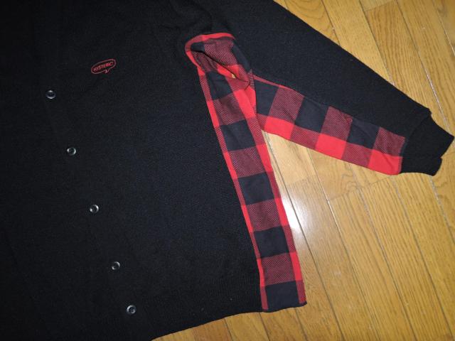 HYSTERIC GLAMOUR ヒステリックグラマー HYSTERIC!刺繍 カーディガン XL 黒 ブロックチェック切替ニット < ブランド HYSTERIC GLAMOUR ヒステリックグラマー HYSTERIC!刺繍 カーディガン XL 黒 ブロックチェック切替ニット < ブランドの