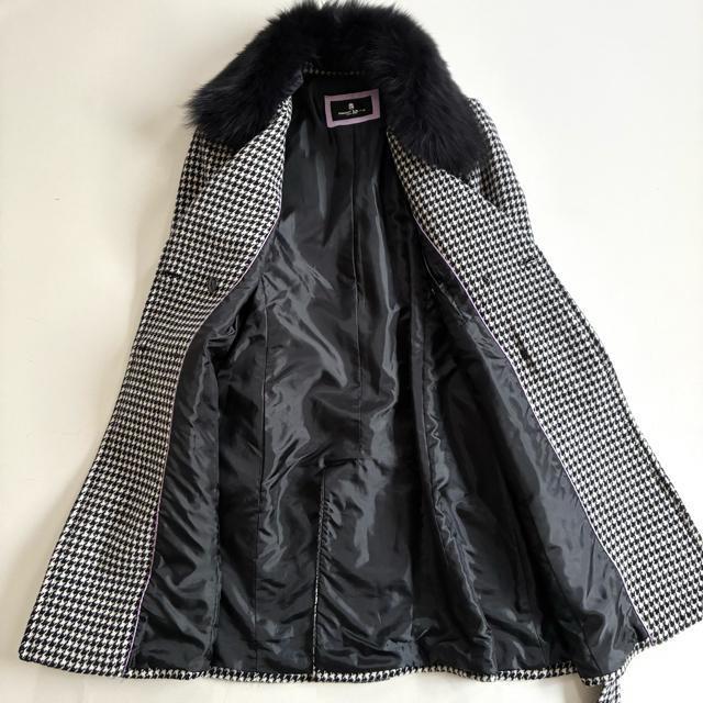 ◆上質◆大きいサイズ◆ブルーフォックス◆ロングウールコート◆千鳥格子◆白黒◆LL < 女性ファッション ◆上質◆大きいサイズ◆ブルーフォックス◆ロングウールコート◆千鳥格子◆白黒◆LL < 女性ファッションの