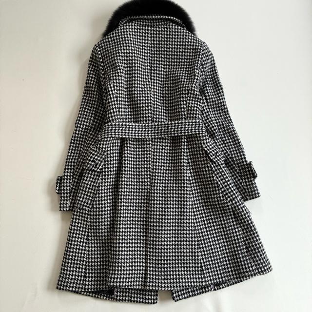 ◆上質◆大きいサイズ◆ブルーフォックス◆ロングウールコート◆千鳥格子◆白黒◆LL < 女性ファッション ◆上質◆大きいサイズ◆ブルーフォックス◆ロングウールコート◆千鳥格子◆白黒◆LL < 女性ファッションの