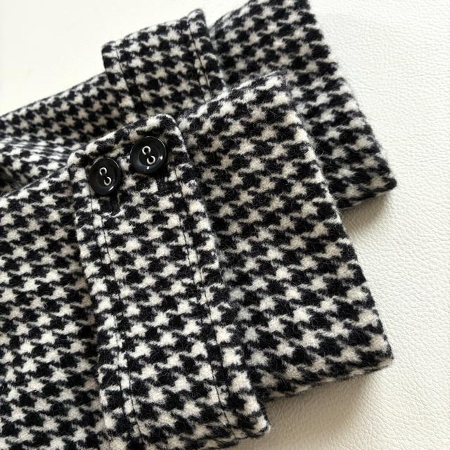 ◆上質◆大きいサイズ◆ブルーフォックス◆ロングウールコート◆千鳥格子◆白黒◆LL < 女性ファッション ◆上質◆大きいサイズ◆ブルーフォックス◆ロングウールコート◆千鳥格子◆白黒◆LL < 女性ファッションの