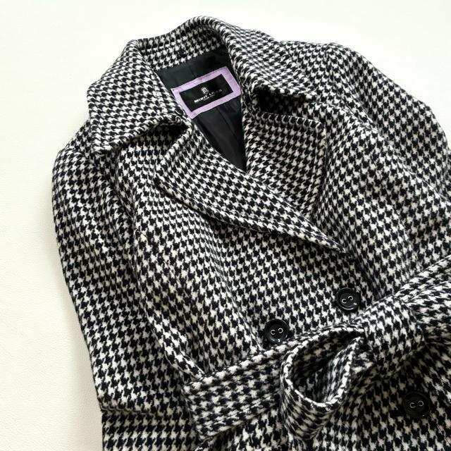 ◆上質◆大きいサイズ◆ブルーフォックス◆ロングウールコート◆千鳥格子◆白黒◆LL < 女性ファッション ◆上質◆大きいサイズ◆ブルーフォックス◆ロングウールコート◆千鳥格子◆白黒◆LL < 女性ファッションの