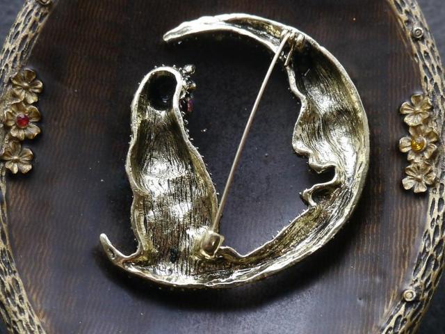 新品アンティーク調キラキラストーン月夜の猫ブローチ < 女性アクセサリー/時計 新品アンティーク調キラキラストーン月夜の猫ブローチ < 女性アクセサリー/時計の