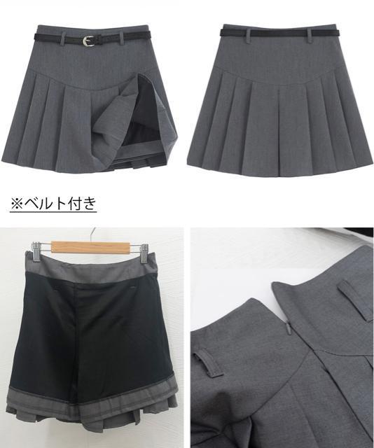 送料無料 新品 プリーツスカート ミニ丈 ベルト付き < 女性ファッション  送料無料 新品 プリーツスカート ミニ丈 ベルト付き < 女性ファッションの