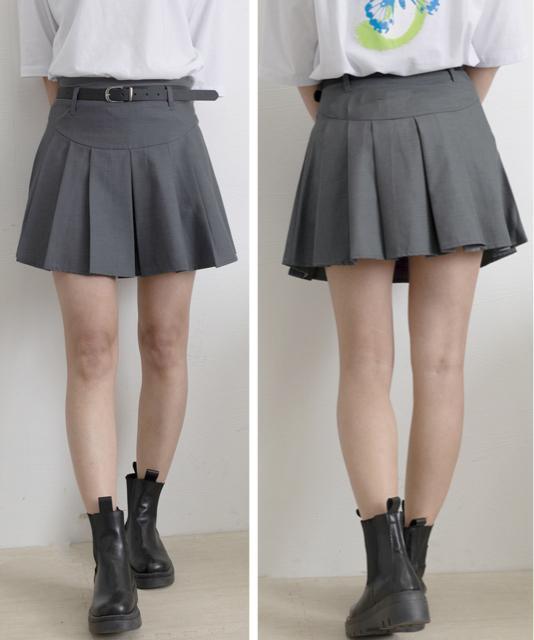 送料無料 新品 プリーツスカート ミニ丈 ベルト付き < 女性ファッション  送料無料 新品 プリーツスカート ミニ丈 ベルト付き < 女性ファッションの