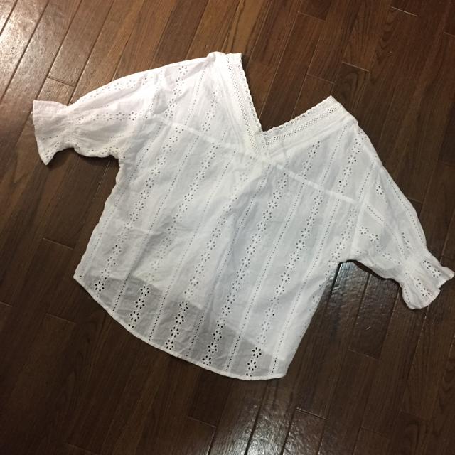 Vis コットン100% ゆったりホワイトレースのトップス < 女性ファッション  Vis コットン100% ゆったりホワイトレースのトップス < 女性ファッションの