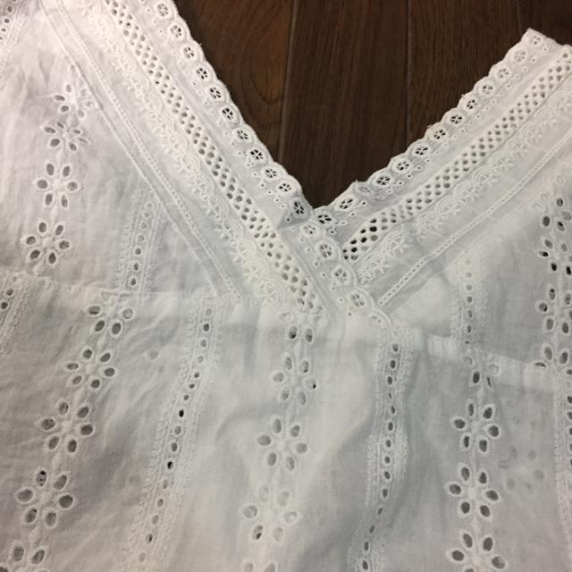 Vis コットン100% ゆったりホワイトレースのトップス < 女性ファッション  Vis コットン100% ゆったりホワイトレースのトップス < 女性ファッションの