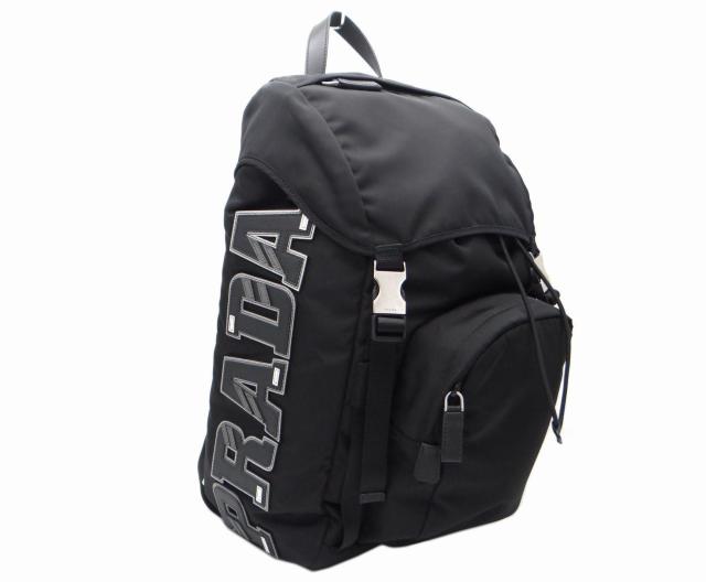 PRADA プラダ 2VZ135 TESSUTO CHARACT ロゴワッペン リュック  バックパック ブラック<美品> < ブランド  PRADA プラダ 2VZ135 TESSUTO CHARACT ロゴワッペン リュック  バックパック ブラック<美品>  < ブランドの