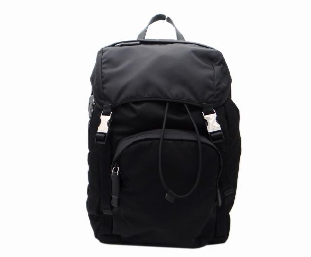 PRADA プラダ 2VZ135 TESSUTO CHARACT ロゴワッペン リュック  バックパック ブラック<美品> < ブランド  PRADA プラダ 2VZ135 TESSUTO CHARACT ロゴワッペン リュック  バックパック ブラック<美品> < ブランドの