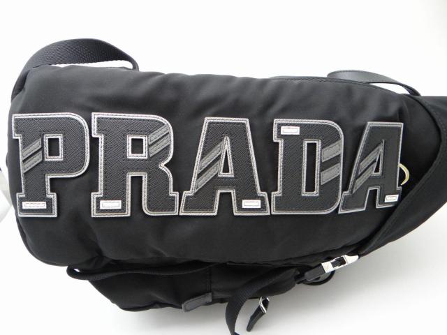 PRADA プラダ 2VZ135 TESSUTO CHARACT ロゴワッペン リュック  バックパック ブラック<美品> < ブランド  PRADA プラダ 2VZ135 TESSUTO CHARACT ロゴワッペン リュック  バックパック ブラック<美品> < ブランドの