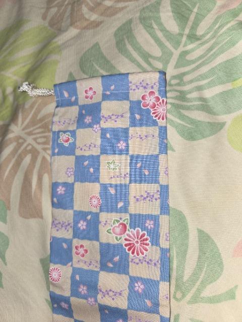 ★新品白水色市松模様×花柄リコーダー入れ巾着袋 < キッズ/ベビー  ★新品白水色市松模様×花柄リコーダー入れ巾着袋 < キッズ/ベビーの