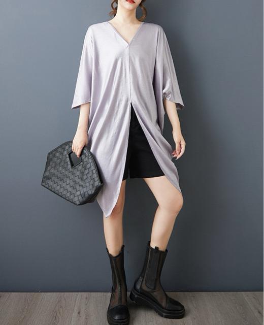 ドルマン ブラウス Vネック 光沢感 シルバー 大きいサイズ < 女性ファッション ドルマン ブラウス Vネック 光沢感 シルバー 大きいサイズ < 女性ファッションの