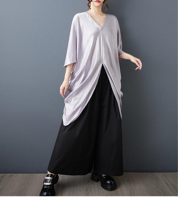 ドルマン ブラウス Vネック 光沢感 シルバー 大きいサイズ < 女性ファッション ドルマン ブラウス Vネック 光沢感 シルバー 大きいサイズ < 女性ファッションの