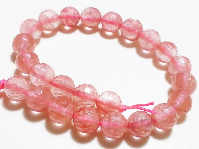 天然石★チェリークォーツ 8mm128面カット 半連 < 女性アクセサリー/時計  天然石★チェリークォーツ 8mm128面カット 半連 < 女性アクセサリー/時計の