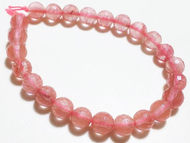 天然石★チェリークォーツ 8mm128面カット 半連 < 女性アクセサリー/時計  天然石★チェリークォーツ 8mm128面カット 半連 < 女性アクセサリー/時計の