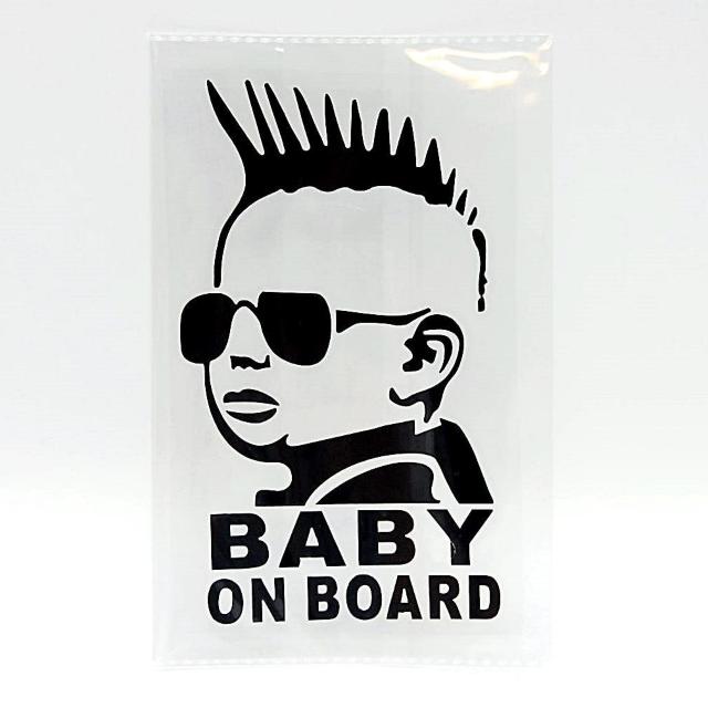モヒカンベビー カーステッカー ブラック Baby in car カッティングシール Baby On Board 車用ステッカー < 自動車/バイク モヒカンベビー カーステッカー ブラック Baby in car カッティングシール Baby On Board 車用ステッカー < 自動車/バイク