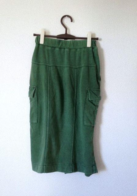 Roger&Raw◆グリーンカーキ スウェット素材 ミディ丈 スカート M < 女性ファッション  Roger&Raw◆グリーンカーキ スウェット素材 ミディ丈 スカート M < 女性ファッションの