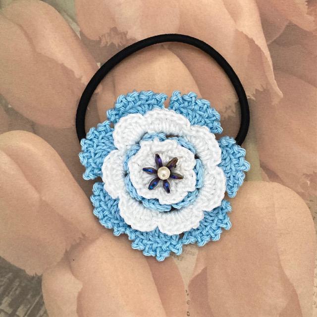 ハンドメイド♪レース編み お花モチーフのヘアゴム < 女性ファッション  ハンドメイド♪レース編み お花モチーフのヘアゴム  < 女性ファッションの