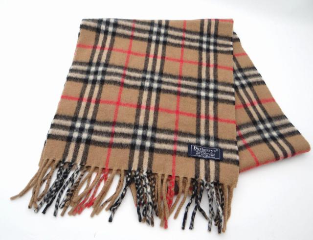 Burberrys �o�[�o���[ �m�o�`�F�b�N �J�V�~�� �}�t���[ �u���E���n��USED���y���������z  �� �u�����h�� 