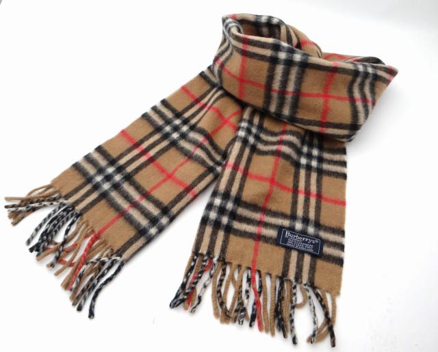 Burberrys �o�[�o���[ �m�o�`�F�b�N �J�V�~�� �}�t���[ �u���E���n��USED���y���������z �� �u�����h�� 