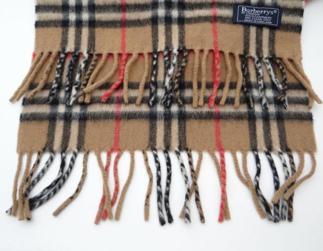 Burberrys �o�[�o���[ �m�o�`�F�b�N �J�V�~�� �}�t���[ �u���E���n��USED���y���������z �� �u�����h�� 