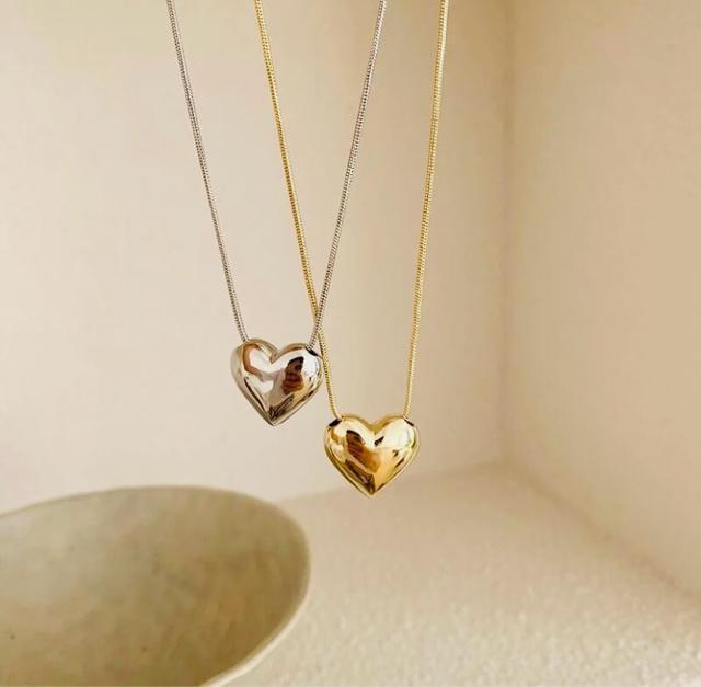 ハートネックレス シルバー ゴールド ぷっくり 2個セット < 女性アクセサリー/時計 ハートネックレス シルバー ゴールド ぷっくり 2個セット < 女性アクセサリー/時計の