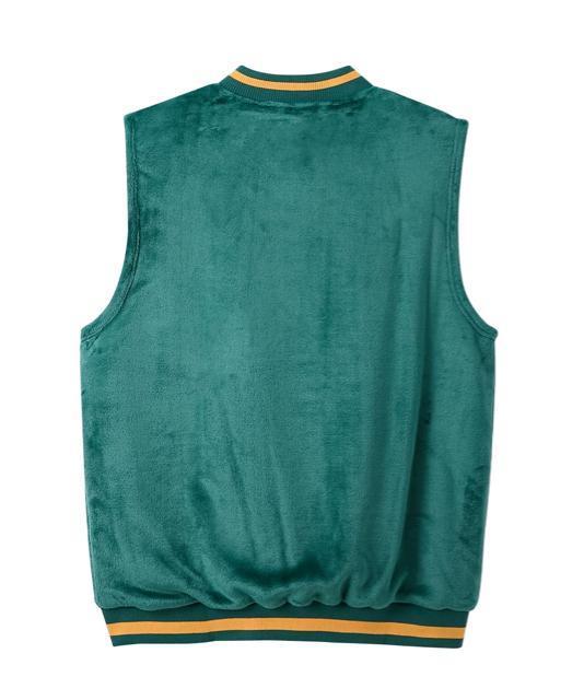 LLサイズ!高貴紳士的!MLB!裏ボア!ミンクフリース!暖か!ベスト!(アスレチックス)!グリーン系色合い!新品! < 男性ファッション  LLサイズ!高貴紳士的!MLB!裏ボア!ミンクフリース!暖か!ベスト!(アスレチックス)!グリーン系色合い!新品! < 男性ファッションの