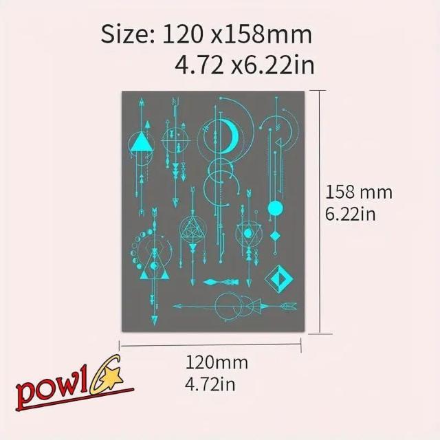 綺麗なブルー発光防水一時的タトゥーステッカーシール白いシンプルなライン幾何学の星々フラッシュアームボディアートフェイク < 女性ファッション 綺麗なブルー発光防水一時的タトゥーステッカーシール白いシンプルなライン幾何学の星々フラッシュアームボディアートフェイク < 女性ファッションの