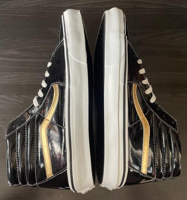 美品 デッドストック VANS SK8-HI V38PT スケートハイ エナメル ブラック×ゴールド US12 30cm 旧ロゴ < ブランド  美品 デッドストック VANS SK8-HI V38PT スケートハイ エナメル ブラック×ゴールド US12 30cm 旧ロゴ < ブランドの
