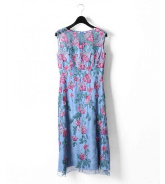 gracecontinentalグレースコンチネンタルチュールフラワーワンピースドレスシースルーブルー刺繍青結婚式二次会パーティー < ブランド gracecontinentalグレースコンチネンタルチュールフラワーワンピースドレスシースルーブルー刺繍青結婚式二次会パーティー < ブランドの