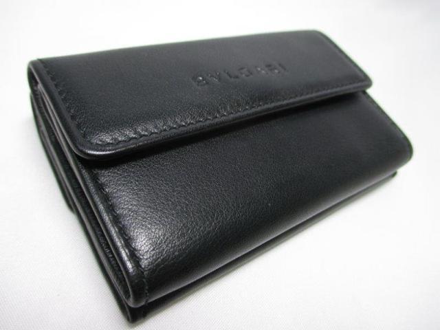 超美品 BVLGARI ブルガリ コンパクト財布 レザー三つ折り財布 黒 本物 < ブランド  超美品 BVLGARI ブルガリ コンパクト財布 レザー三つ折り財布 黒 本物 < ブランドの