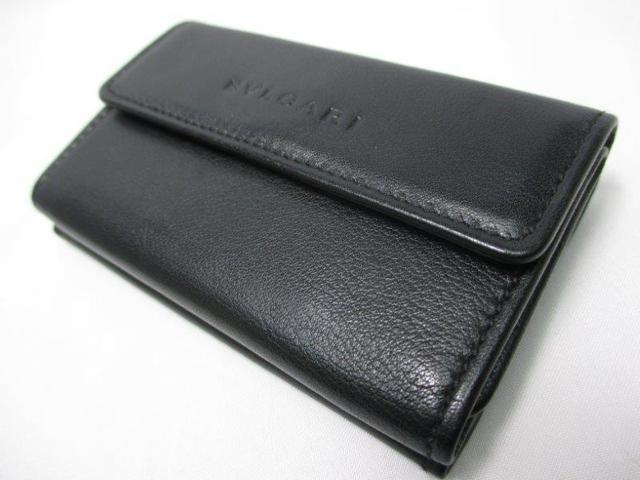 超美品 BVLGARI ブルガリ コンパクト財布 レザー三つ折り財布 黒 本物 < ブランド  超美品 BVLGARI ブルガリ コンパクト財布 レザー三つ折り財布 黒 本物 < ブランドの