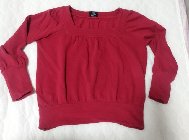 Angel Rondo 赤 長袖 スクエアえりスウェットトレーナートップス < 女性ファッション Angel Rondo 赤 長袖 スクエアえりスウェットトレーナートップス < 女性ファッションの