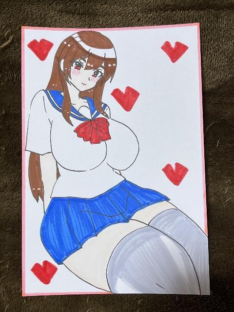 自作イラスト 制服セーラー服の女の子 ハガキサイズ < アニメ/コミック/キャラクター 自作イラスト 制服セーラー服の女の子 ハガキサイズ < アニメ/コミック/キャラクターの