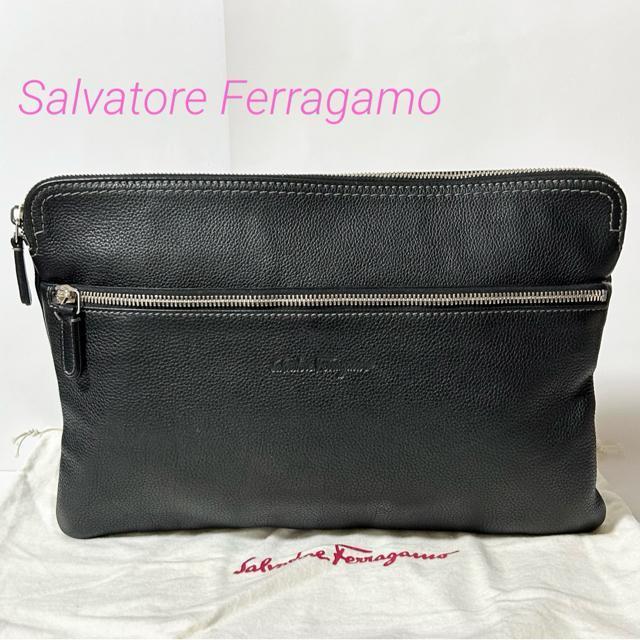 Salvatore Ferragamo �t�F���K�� EO-24-9834 ���U�[ �Z�J���h �N���b�` �o�b�O �u���b�N �V���o�[  �� �u�����h�� 