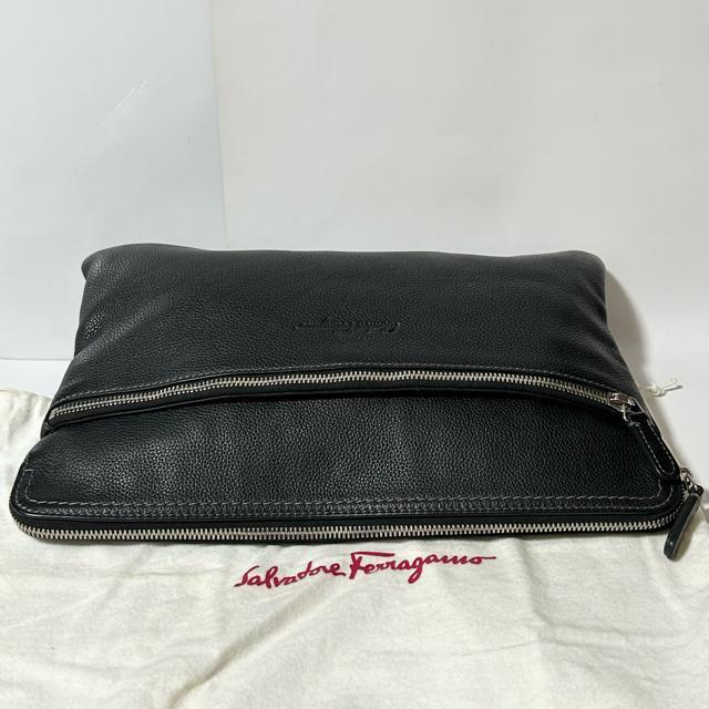 Salvatore Ferragamo �t�F���K�� EO-24-9834 ���U�[ �Z�J���h �N���b�` �o�b�O �u���b�N �V���o�[ �� �u�����h�� 