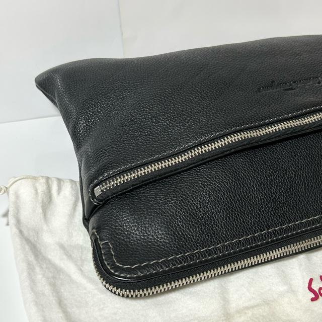 Salvatore Ferragamo �t�F���K�� EO-24-9834 ���U�[ �Z�J���h �N���b�` �o�b�O �u���b�N �V���o�[ �� �u�����h�� 