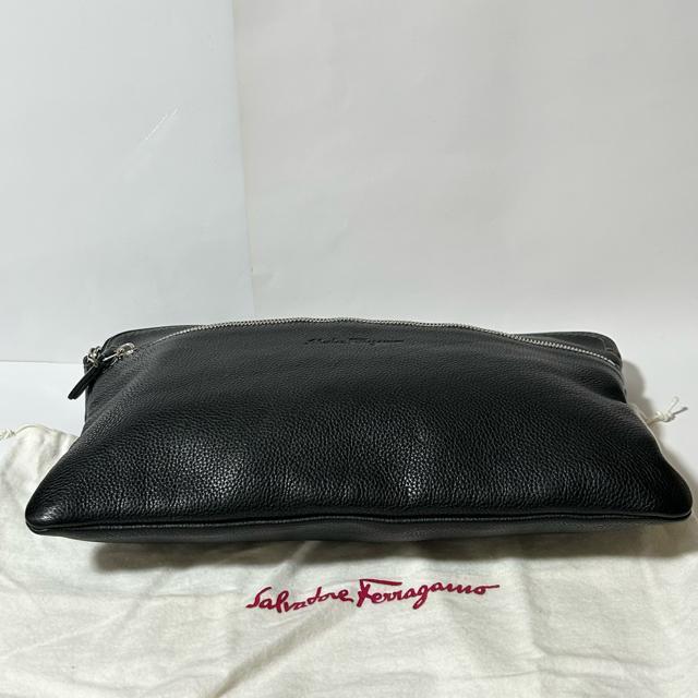 Salvatore Ferragamo �t�F���K�� EO-24-9834 ���U�[ �Z�J���h �N���b�` �o�b�O �u���b�N �V���o�[ �� �u�����h�� 