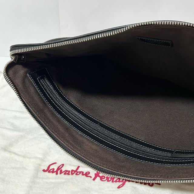 Salvatore Ferragamo �t�F���K�� EO-24-9834 ���U�[ �Z�J���h �N���b�` �o�b�O �u���b�N �V���o�[ �� �u�����h�� 