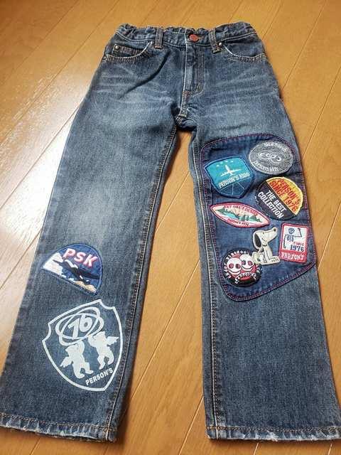 ☆新品同様☆パーソンズ☆ユーズド加工格好いいジーンズ☆120 < キッズ/ベビー  ☆新品同様☆パーソンズ☆ユーズド加工格好いいジーンズ☆120  < キッズ/ベビーの